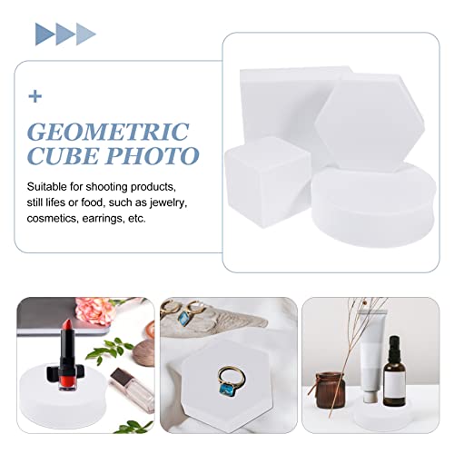 PRETYZOOM Geometric Cube Photo Props Set 4 Pieces Foam Photography Background Props for Jewelry Cosmetics Small Product Display 1.96In Cubes