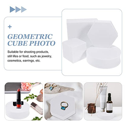 PRETYZOOM Geometric Cube Photo Props Set 4 Pieces Foam Photography Background Props for Jewelry Cosmetics Small Product Display 1.96In Cubes