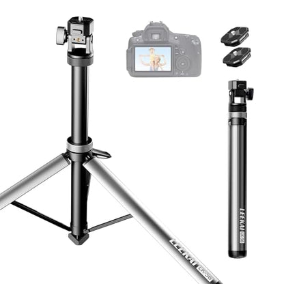 Leekai Auto Pop-Up Light Stand, 83.9''/213cm Aluminum Alloy Adjustable Tripod, Extendable Camera Phone Tripod with Extra 1/4" Screw for Travel, DSLR Camera, Ring Light, Video Rig, Max Load 20 lbs