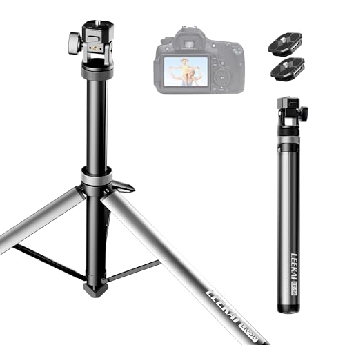 Leekai Auto Pop-Up Light Stand, 83.9''/213cm Aluminum Alloy Adjustable Tripod, Extendable Camera Phone Tripod with Extra 1/4" Screw for Travel, DSLR Camera, Ring Light, Video Rig, Max Load 20 lbs