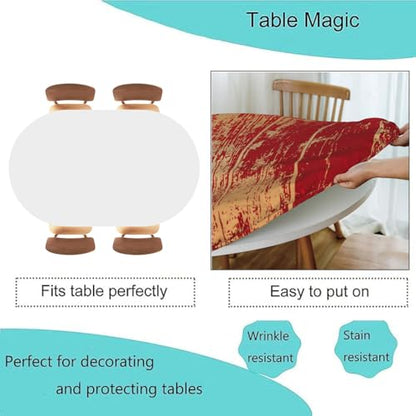 Red Wood Texture Background Fitted Oval Tablecloth, Elastic Edge Tables Cloth, Washable Table Cover, Kitchen and Dining Tablecloths Protector, Fits 52"x70" Oval TablesStyle 5 - color: Wood Texture -1, size: 70" x 52" (Oval)