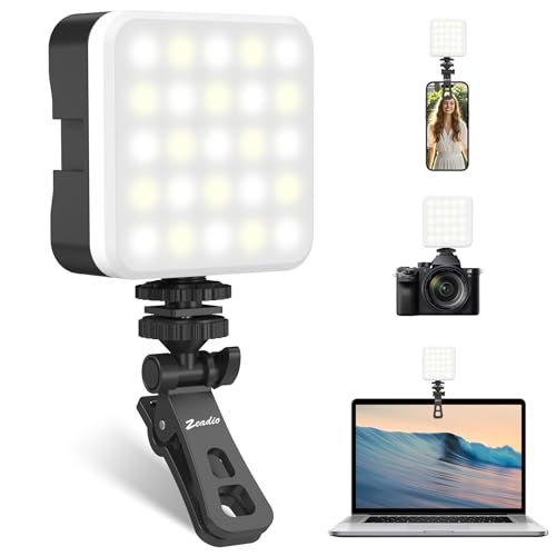 Zeadio Portable LED Pocket Light with Clip - Adjustable 3000K-7000K Color Temperature Camera Light, CRI95, Small Video Selfie Light for Tabletop Filming/Selfie/Cell Phone/Photography, Pack of 1 - color: LED, size: Pack of 1