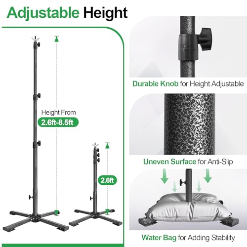 EMART Portable Backdrop Stand Kit with Foldable Cross Flat Base, Adjustable 8.5ft Height 10ft Width Pipe and Drape Background Hanging Frame Bar for Photography Party Wedding Birthday Photo Studio