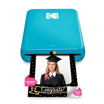 KODAK Step Instant Photo Printer, Zink 2x3” Color Sticky-Back Photos, Bluetooth Compatible with iOS & Android Devices, Editing App, Blue - color: Blue, style: Printer