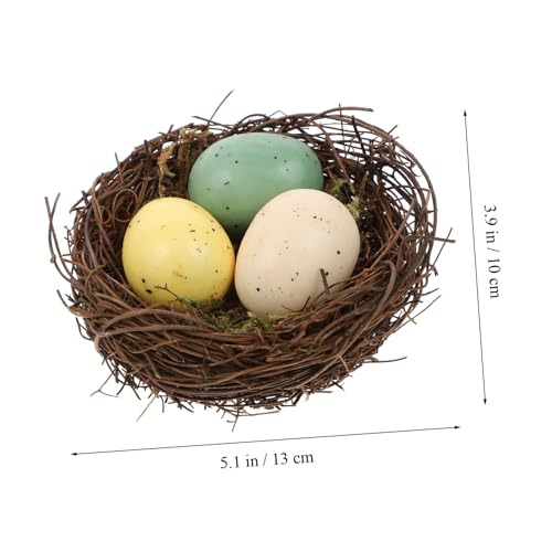 STOBOK Natural Vines Bird Nest Decor with Artificial Eggs Home Decoration Props for Photography DIY Micro-Landscapes and Event Styling