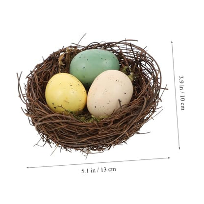 STOBOK Natural Vines Bird Nest Decor with Artificial Eggs Home Decoration Props for Photography DIY Micro-Landscapes and Event Styling