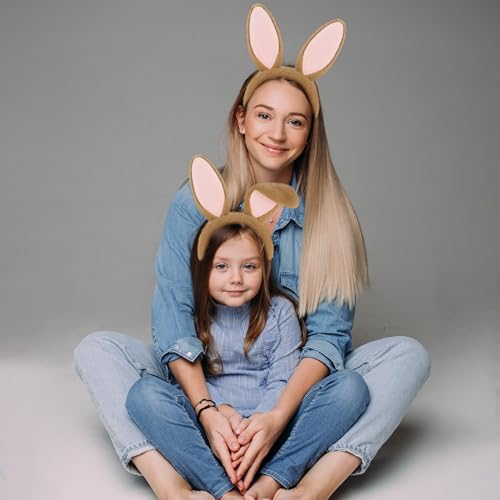 KHC-KHF Easter-Headband Bunny-Headband Halloween-Headband Plush Rabbit Ear Costume Headband Tail Accessories Party Makeup Birthday Favors Kids Adult Headwear - color: Brown Suit