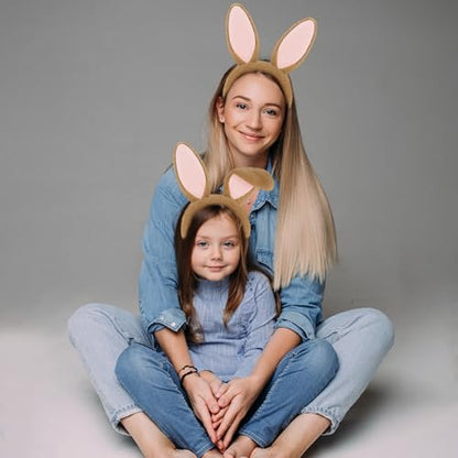 KHC-KHF Easter-Headband Bunny-Headband Halloween-Headband Plush Rabbit Ear Costume Headband Tail Accessories Party Makeup Birthday Favors Kids Adult Headwear - color: Brown Suit