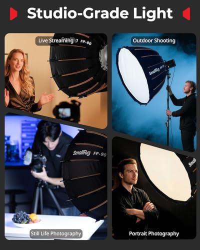 SmallRig FP-90 35.4" Parabolic Softbox with Bowens Mount for Studio Photography, Quick Release Soft Box with Honeycomb Grid, Diffusers, for SMALLRIG RC 220 pro, for Neewer for Godox for Aputure - 5395 - size: 35.4 inches (Black)