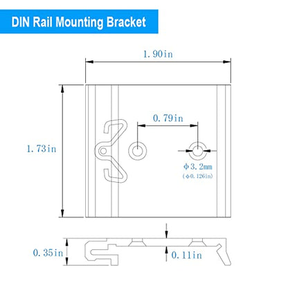 1.73" Width DIN Rail Mounting Clip, Universal Aluminum Alloy Bracket, Snap-in Fixed Clamp for 35mm Slotted DIN Rail, 4-Pack - size: 1.73 Width DIN Rail Mounting Clip