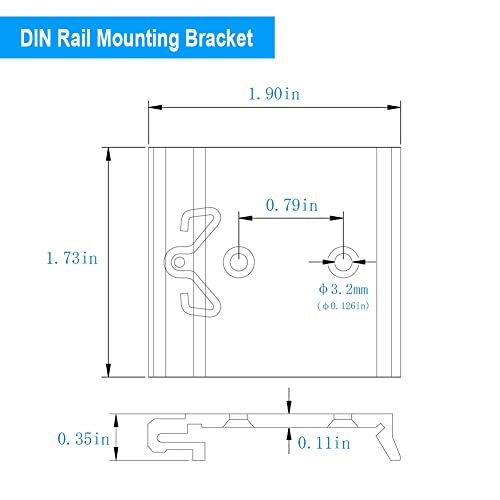 1.73" Width DIN Rail Mounting Clip, Universal Aluminum Alloy Bracket, Snap-in Fixed Clamp for 35mm Slotted DIN Rail, 4-Pack - size: 1.73 Width DIN Rail Mounting Clip