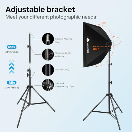 Softbox Photography Lighting Kit, 2Pcs 25" x 28" 75W COB LED Softbox with Remote, 2700K-5600K, Adjustable Light Stands & Gel Filters, Portable Photography & Video Kit for Studio Lights