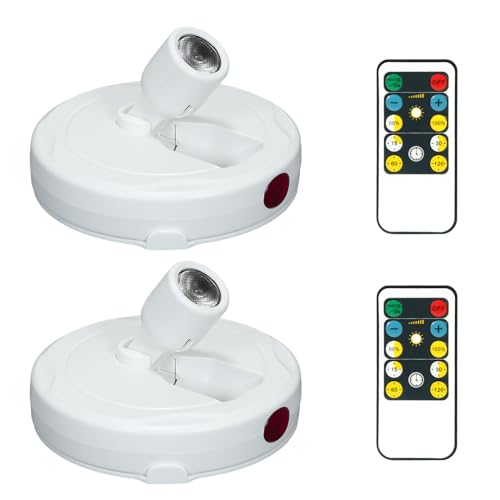 Cordless Spotlight Battery Powered, LED Accent Lighting with Remote and Timer, Display Puck Lights, Stick Uplight for Tree Portrait Gallery Picture Dartboard Painting Art Photo Plant - color: Pure White