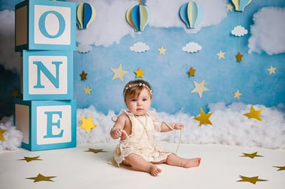 Kate 7x5ft White Clouds Backdrop Blue Sky Video Backdrop Star Photography Backdrop Birthday Backgrounds Newborn Photography Prop