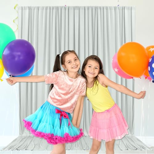 10ft x 10ft Silver Backdrop Curtains for Parties, Fabric Satin Background Curtain with Rod Pockets for Weddings, Birthday, Baby Shower, Photography, Graduation Party Backdrop Drapes, 2 Panels - color: Silver
