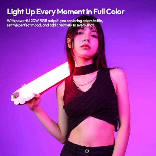 Ulanzi UA20C RGB Tube Light, 20W Inflatable LED Fill Light for Video Recording & Photo Photography, 1800K–10000K CRI95 2500mAh Cordless Magnetic Portable Handheld TPU Video Lighting Wand w 1/4 Mount - size: 20W RGB-Medium