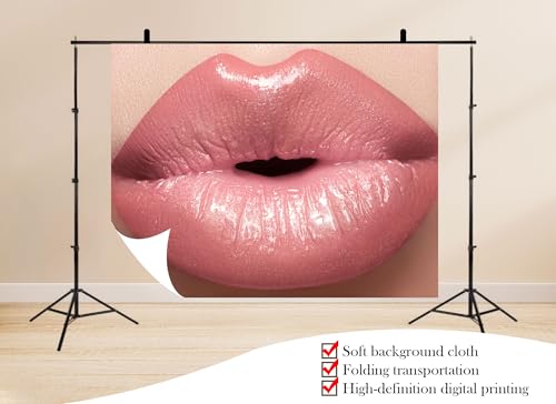 4x4ft Glossy Nude Pink Lips Backdrop Soft Natural Beauty Makeup Photo Background Tapestry for Fashion Party Cosmetic Launch Event Portrait Photography Home Decorations Studio Props - size: 4x4ft