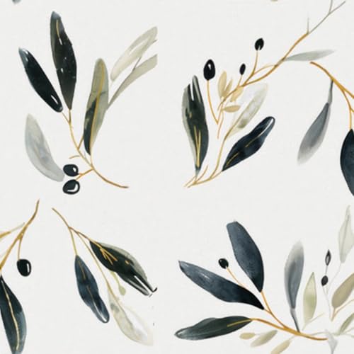HOMETITUTE Olive Leaf Wallpaper Peel and Stick Botanical Contact Paper Wall Paper Stick 17.7" x 118.1" Self Adhesive Vinyl Wall Covering for Kitchen Pantry Dining Room Decor - color: Olive Leaf