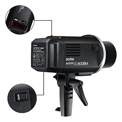 Godox AD600BM Bowens Mount 600Ws GN87 High Speed Sync Outdoor Flash Strobe Light with 2.4G Wireless X System, 8700mAh Battery to Provide 500 Full Power