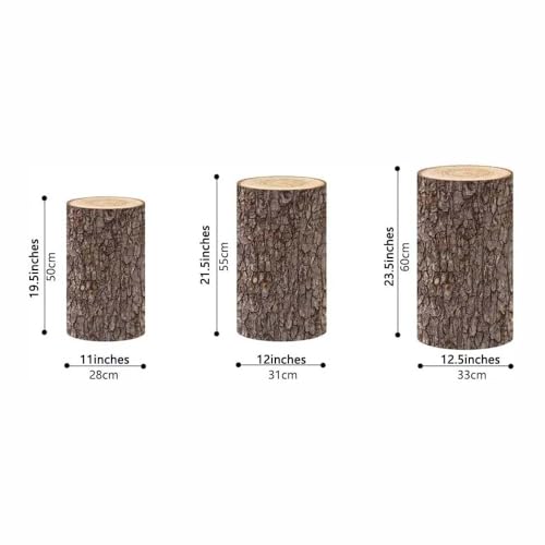 NIVIUS PHOTO Simulated Tree Stump Spandex Pillar Cover for Metal Cylinder Pedestal Stands - 3 Pieces - Covers Only, Stands are not Included (NO-229) - color: No-229