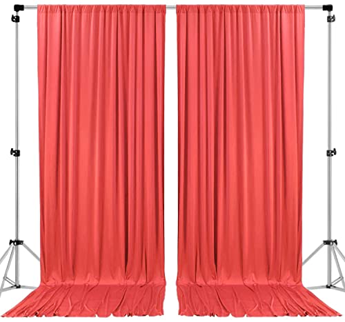 AK TRADING CO. 10 feet x 10 feet Coral IFR Polyester Backdrop Drapes Curtains Panels with Rod Pockets - Wedding Ceremony Party Home Window Decorations - color: Coral, size: 60"W x 120"L (Pack of 2)