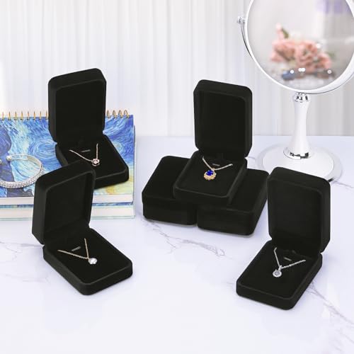 LETURE 6 Pieces Velvet Jewelry Gift Boxes for Necklace Pendant Bracelet Ring Earring, Jewelry Storage Display Case for Christmas Wedding Engagement Birthday Anniversary (Pendant Box STYLE-6PCS) - color: Pendant Box STYLE-6PCS