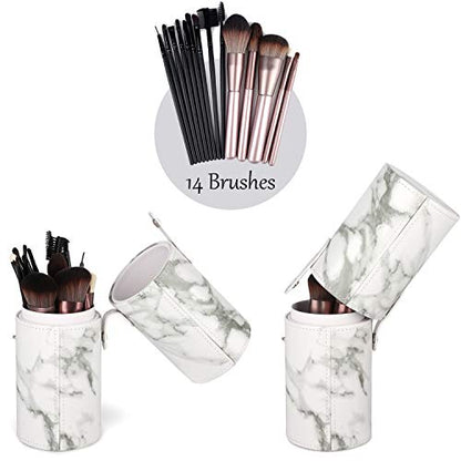 Makeup Brush Holder Travel Brushes Case Bag Cup Storage Dustproof for Women (Marble) - color: A-Marble
