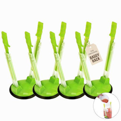 Jokari Adjustable Baggy Rack Stand 4-Pack, Hands-Free Freezer Bag Holder for Gallon, Quart and Sandwich Size Storage Bags, Ideal for Pouring Leftovers, Meal Prep, and Drying Washed Bags - size: Pack of 4