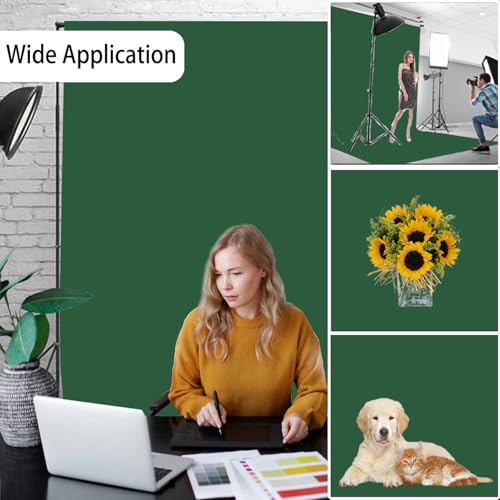 Dark Green Photography Backdrop for Photoshoot, Photo Backdrop Curtain, Perfect Dark Green Backdrops for Party Portrait Photoshoots Video Studio 6FTx9FT - color: Dark Green, size: 6x9 FT