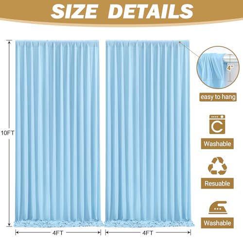 8ftx10ft Wrinkle Free Blue Backdrop Curtain - 10 Feet Photography Backdrop Drapes, Silky Polyester Back Drop Cloth for Wedding Baby Shower Balloon Arch Background - color: Blue, size: 8FTx10FT (W4'xH10', 2 Panels)