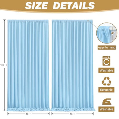 8ftx10ft Wrinkle Free Blue Backdrop Curtain - 10 Feet Photography Backdrop Drapes, Silky Polyester Back Drop Cloth for Wedding Baby Shower Balloon Arch Background - color: Blue, size: 8FTx10FT (W4'xH10', 2 Panels)