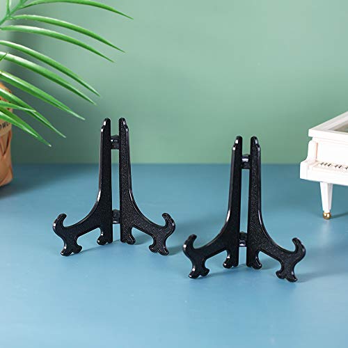 Artliving 5 Inch Black 12pcs/Set Plastic Easels Plate Display Stands Picture Frame Stand Holder - color: Black, size: 5 Inch (12 Pack)