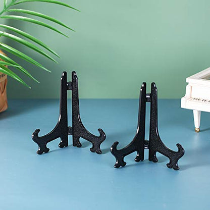 Artliving 5 Inch Black 12pcs/Set Plastic Easels Plate Display Stands Picture Frame Stand Holder - color: Black, size: 5 Inch (12 Pack)