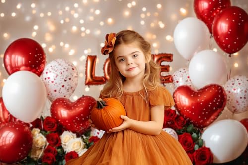 Kate 8x8ft/2.5x2.5m Valentine Backdrop Heart Balloon Rose Computer Printed Cloth Background Photo Video Studio Props