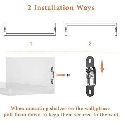 SRIWATANA Floating Shelves Wall Mounted, Solid Wood Wall Shelves, White - color: 1.white