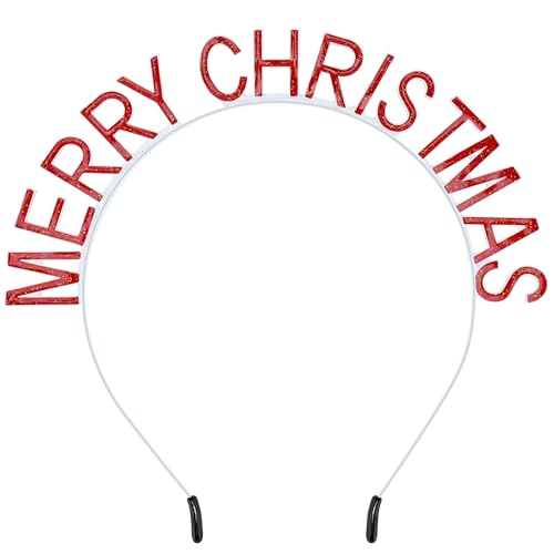 Chanaco Christmas Headbands for Women Adult Xmas Hair Accessories Holiday Party Decorations Red White Hair Hoops Metal Headwear Non Slip Headdress Gifts - color: White