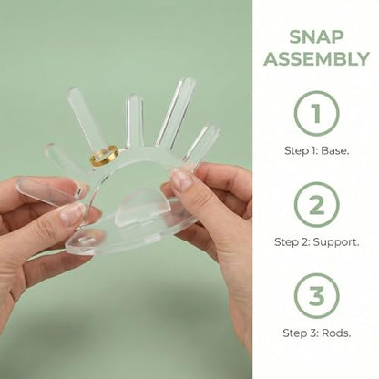 Ring Holder Display Small Clear Acrylic Organizer Stand for Women Jewelry Storage Transparent 6 Rods Wedding Ring Display Room Accessories