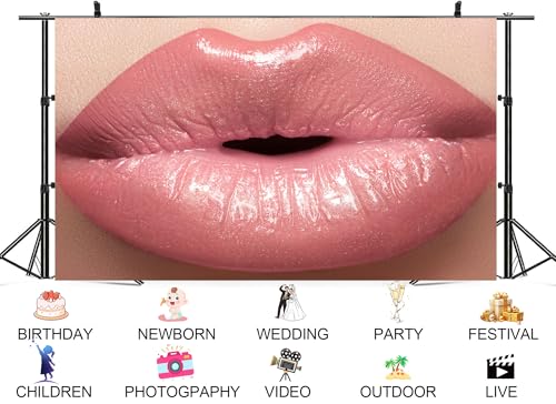 17x10ft Glossy Nude Pink Lips Backdrop Soft Natural Beauty Makeup Photo Background Tapestry for Fashion Party Cosmetic Launch Event Portrait Photography Home Decorations Studio Props - size: 17x10ft