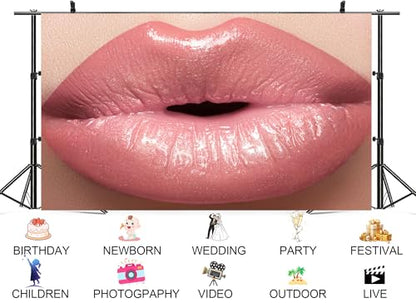 12x8ft Glossy Nude Pink Lips Backdrop Soft Natural Beauty Makeup Photo Background Tapestry for Fashion Party Cosmetic Launch Event Portrait Photography Home Decorations Studio Props - size: 12X8ft