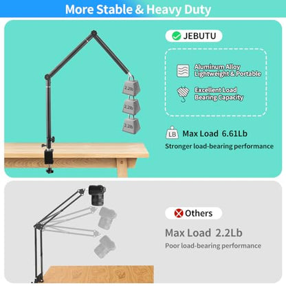 Heavy Duty Overhead Camera Desk Mount Stand 14.5"-41" with 1/4" Screw, 3-Section 360°Rotatable Detachable Articulating Boom Arm with Enlarged Handle C Clamp, Tabletop Light Stand for Streaming Vlog - color: DTMS05