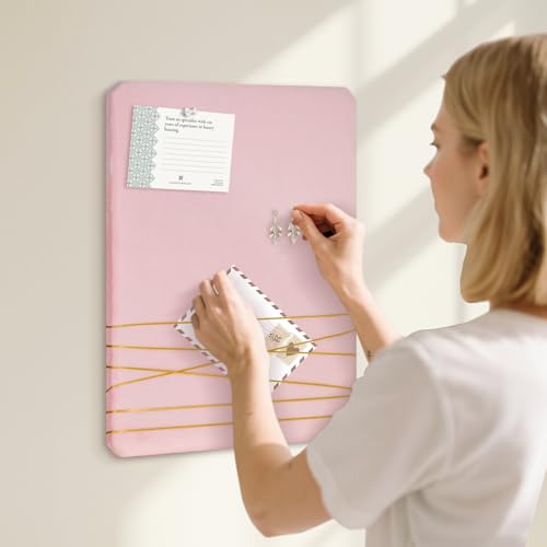 DOLLAR BOSS Bulletin Board with Velvet 16'' x 12'' Pink Cork Boards for Walls Small Pin Board Photo Display Office Wall Organizer, Jewelry Storage, Home Girls Dorm Decor with 10 Pushpins, Pink - color: Pink