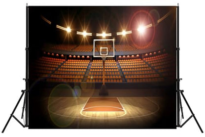 Basketball Backdrop Basketball Arena Photography Background Sports Theme Party Decoration Photoshoot Kids Boys Photo Booth Props 8x6ft - size: 8X6FT