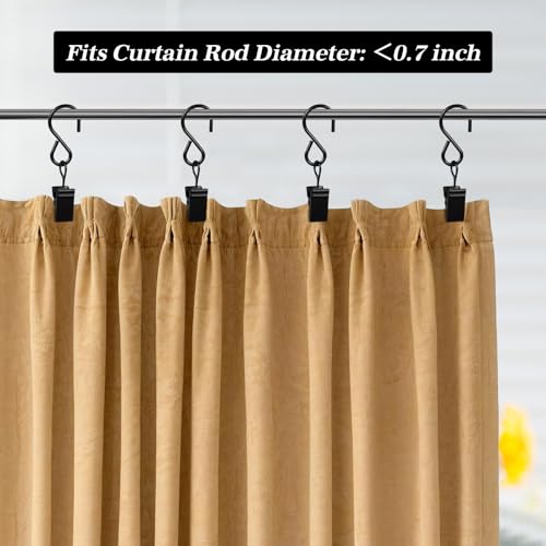 HOOSUN 46 Pack Curtain Hooks Clips,S Hooks for Hanging Outside String Lights,Metal Curtain Rod Hooks,Small Light Clips,Art Craft Display,Backdrop Clip,Stainless Steel S Curtain Hook Hanger for Drapes - color: 46 Pack S Black