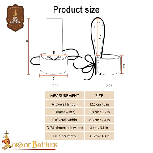 Lord of Battles Medieval Genuine Leather Axe Frog | Axe Holster with Belt Loop | Waist Holder for Axes, Tools - color: Celtic - Brown