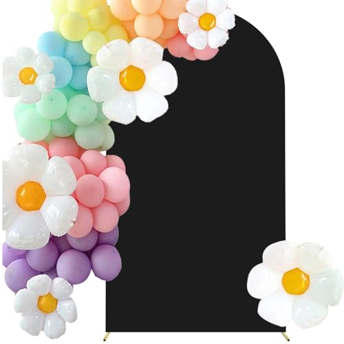 HAINARverS Wedding Arch Cover 7.2FT Spandex Fitted Stretchy Arch Stand Covers,2 Sided Round Top Chiara Backdrop Cover for Birthday Party Ceremony Banquet Baby Shower Arch Decoration(Black) - color: Black, size: 7.2FT