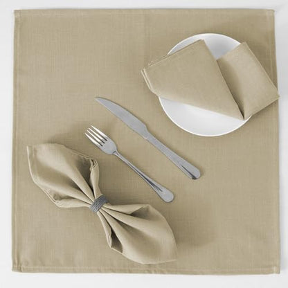 H.VERSAILTEX Cloth Napkins Set of 12 (18" X 18") Linen Textured Dinner Napkins Waterproof Extra Soft Thick Durable Reusable Napkins with Hemmed Edges for Dinners, Weddings and Everyday Use, Taupe - color: Taupe, size: 18" x 18" (Square)