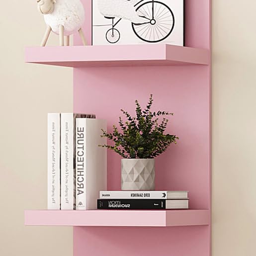 LitaEther Versatile 7 Tier Wall Shelf Unit,Pink Lack Wall Shelf,Display Floating Shelf with LED Remote Control Light - color: Pink, size: 7 Tier