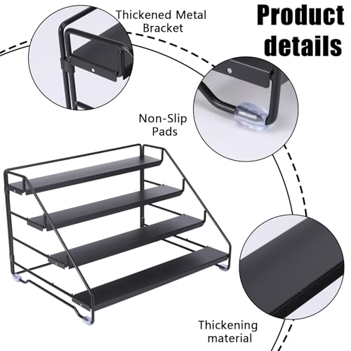 Cologne Organizer for Men, 4 Tier Perfume Stand, Metal Display Riser Stand, Dresser Organizer with Anti-Slip Washers,Display Stand Shelf for Fragrance, Skincare, Figurine, Dessert