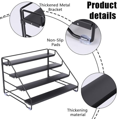 Cologne Organizer for Men, 4 Tier Perfume Stand, Metal Display Riser Stand, Dresser Organizer with Anti-Slip Washers,Display Stand Shelf for Fragrance, Skincare, Figurine, Dessert