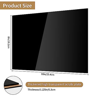 Black Acrylic Sheet 8x10 Lesnlok 2 Pieces Black Plexiglass Sheet 1/8 inch Thick, DIY Materials for Home Decor, Handcraft, Painting, Photography,Switch Panel, Display Stand - size: 8 x 10 x 1/8